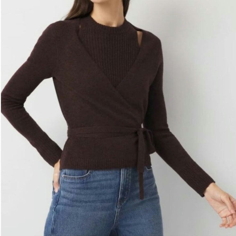 Joie Wrap Tie Layered Cardigan Sweater Brown Chocolate Long Sleeve L NWT